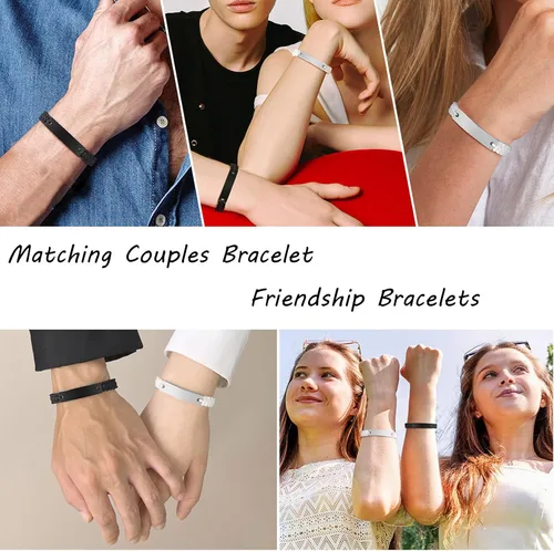 Vista 2 de XUANPAI Pulseras a juego para parejas mujeres y hombres, pulseras largas para él y ella, de relación, de aniversario, Navidad, regalos de cumpleaños