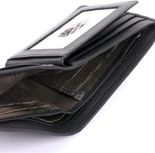 Vista 3 de Karla Hanson Cartera plegable de piel con bloqueo RFID para hombre con tarjetero Negro