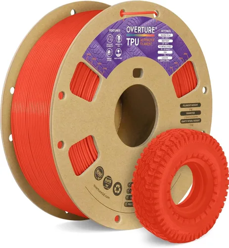 Vista 49 de OVERTURE - Filamento de TPU de 1/16 pulgadas, rollo flexible de poliuretano termoplástico, impresora 3D suave, 95A, carrete de 2.2 libras, precisión