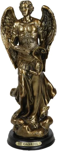 Vista 5 de Ebros - Estatua de Arcángel del Consejo Angélico de la Iglesia Católica Ortodoxa Oriental, estatua de 8 pulgadas de alto con placa de nombre