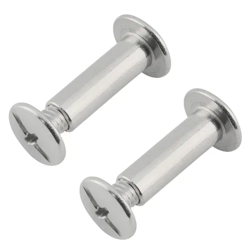 Vista 3 de Chicago Screw ZZLZX - Juego de 20 tornillos de fijación Chicago chapados en níquel de 0.197 in x 0.591 in, pernos de tornillo redondos de cabeza
