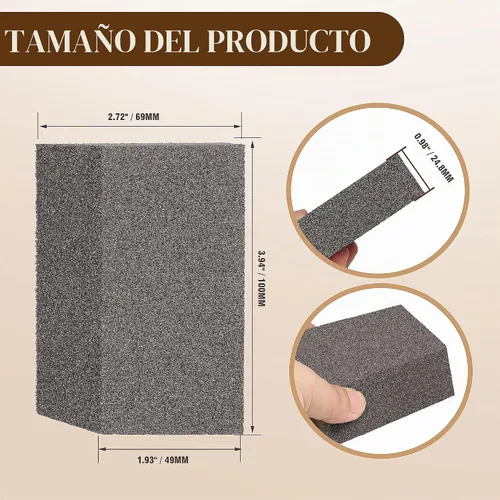 Vista 5 de Bloques de lijado en ángulo de grano 60, bloque de arena de esponja gruesa, lavable y reutilizable, bloque de papel de lija húmedo y seco