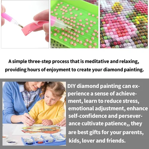 Vista 7 de Diymood Kits de pintura de diamantes 5D para adultos loro – Kits de arte de diamantes para adultos flor Taladro completo redondo Imagen