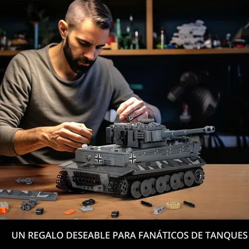 Vista 5 de Mould King MOC - Bloques de construcción de tanque de tigre, control remoto por aplicación, kit de bloques de construcción de modelo de vehículo