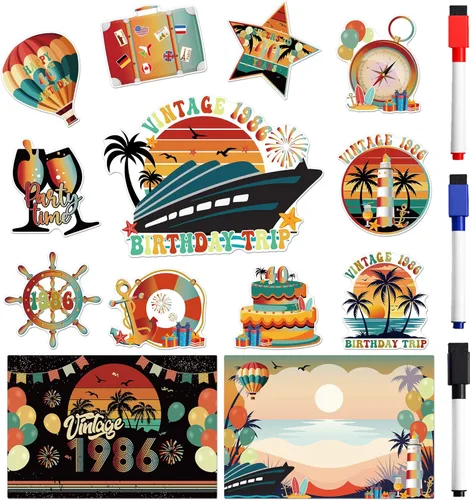 Vista 9 de 13 piezas de decoración de puerta de crucero de piña, imanes divertidos de piña tropical para crucero, reutilizables, divertidos letreros magnéticos
