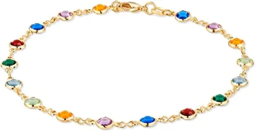 Vista 2 de Barzel Tobillera de Cristal Baguette Oro y Multicolor Chapada en Oro 18K ANK1187