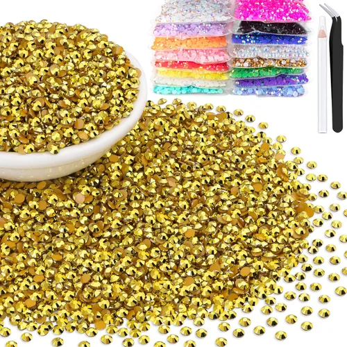 Vista 18 de 15000 diamantes de imitación de resina de 0.079 pulgadas a granel, diamantes de imitación de gelatina redondos negros con parte trasera plana, gemas