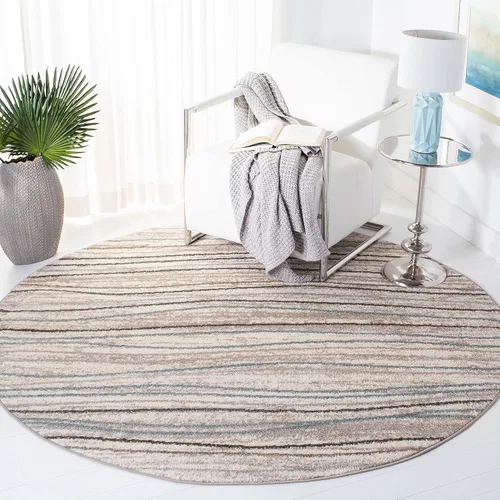 Vista 11 de SAFAVIEH Amsterdam Collection AMS111A - Alfombra para pasillo, 2 pies 3 pulgadas x 8 pies, color crema y beige, diseño moderno de ondas a rayas,