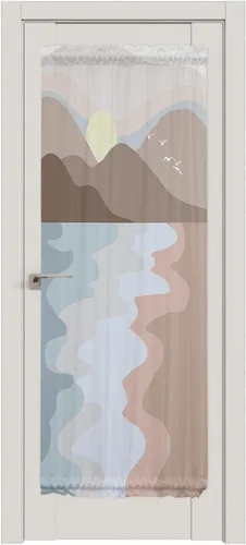Vista 2 de LooPoP Cortinas de puerta para ventana de puerta, 2 paneles de paisaje, puesta de sol, montaña, 54 x 72 pulgadas, opacas, francesas, aislamiento