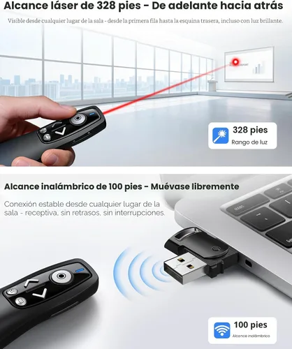 Vista 6 de Presentador Clicker Presentador Inalámbrico Remoto para PowerPoint, Clicker de PowerPoint con Control de Volumen PowerPoint Advancer de Diapositivas