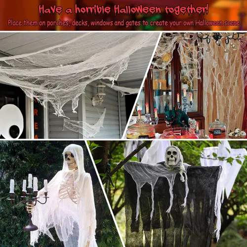 Vista 7 de Legigo Paquete de 6 paños espeluznantes de Halloween (30 x 72 pulgadas), gasa espeluznante para fiesta de Halloween, suministros de fiesta