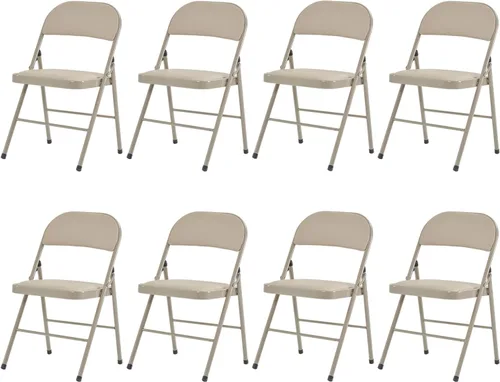 Vista 12 de Paquete de 4 sillas plegables negras, sillas plegables acolchadas con asiento y respaldo de piel sintética, sillas plegables de metal portátiles