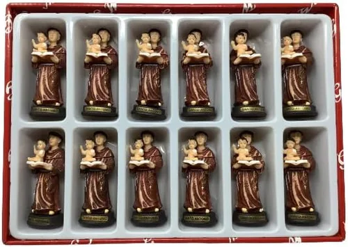 Vista 2 de Cannan Juego de 12 piezas de mini figuras religiosas de San Antonio de Padua de 3 pulgadas