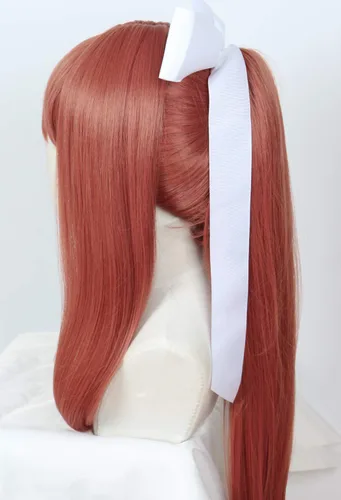 Vista 2 de Linfairy - Peluca de niña, disfraz de Halloween, peluca de cosplay para mujer, peluca larga con lazo blanco