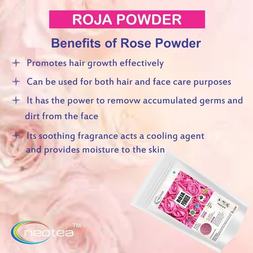 Vista 3 de Neotea Polvo comestible de pétalos de rosa Orgánico y natural Para cocinar, té de hierbas, licuados de frutas, coberturas Mascarillas faciales