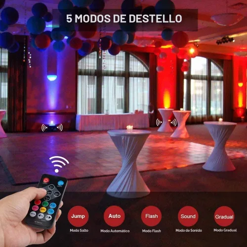Vista 4 de MOSFiATA Paquete de 4 luces Par, RGB 36 luces LED de escenario activadas por sonido, control DMX, 7 modos de iluminación vertical con control