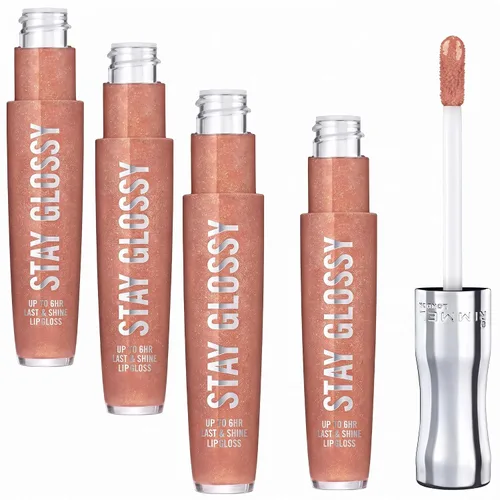 Vista 12 de Rimmel Stay Glossy Brillo de Labios - Fórmula No Pegajosa y Ligera para Color y Brillo de Labios - 030 Cake for Breakfast, .18oz 030 Pastel
