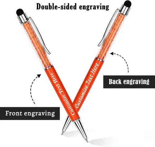 Vista 2 de Bolígrafos personalizados – Bolígrafos de cristal personalizados con tinta negra – Lápiz capacitivo personalizado a granel con tu nombre o masaje