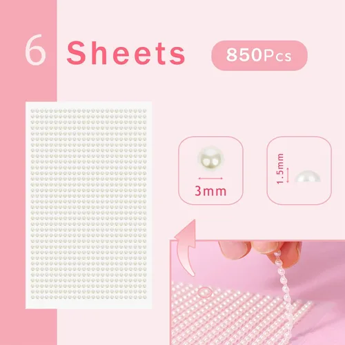 Vista 3 de MYDBUYSOME 5100 PIEZAS Adhesivos de Perla - Perlas Autoadhesivas para Peinado, Cara, Maquillaje, Ojos, Uñas, Manualidades, Gemas Adhesivas