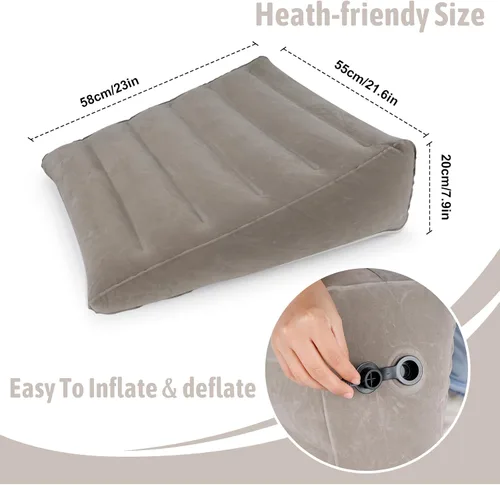 Vista 4 de Almohada de cuña inflable, almohadas de viaje portátiles para dormir, almohada triangular ajustable adecuada para apnea del sueño, soporte