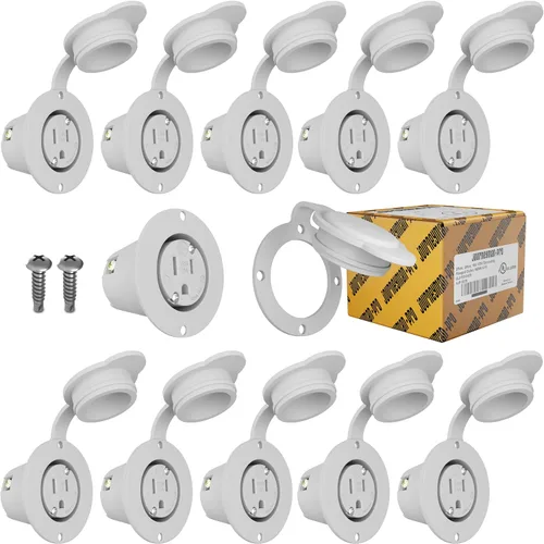 Vista 11 de Journeyman-Pro 5279 15 Amp 120-125 voltios, salida con brida NEMA 5-15, grado comercial blanco, 2 polos-3 cables, receptáculo de cargador de enchufe