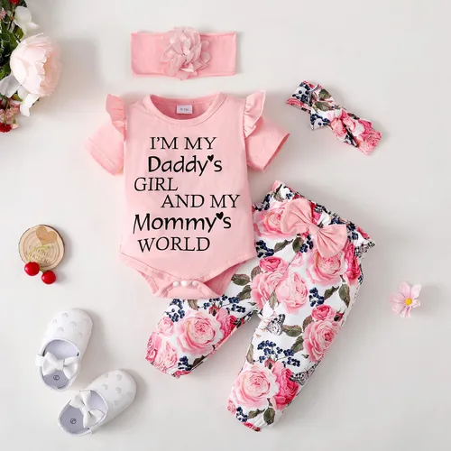 Vista 21 de SUNNY PIGGY Ropa para bebé recién nacida, con volantes, mameluco de algodón floral, conjunto de pantalones de algodón para niñas