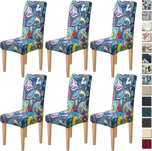 Vista 11 de Dioxide Fundas de Silla de Alto Estirar para Sillas de Comedor, Juego de Fundas de Silla de Comedor Lavables de 4, Fundas de Asiento de Silla