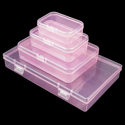 Vista 6 de Goodma Caja de almacenamiento de plástico rectangular de 36 piezas, color rosa Tamaños mixtos, tapas con bisagras, para objetos pequeños