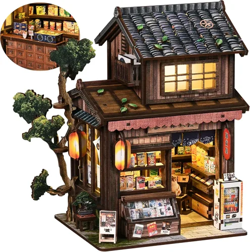 Vista 18 de ISSEVE Kit de Rincón de Libros, Rompecabezas de Madera 3D DIY Casa de Muñecas Booknook para Adultos, Kit de Casa en Miniatura Diminuta Decoración