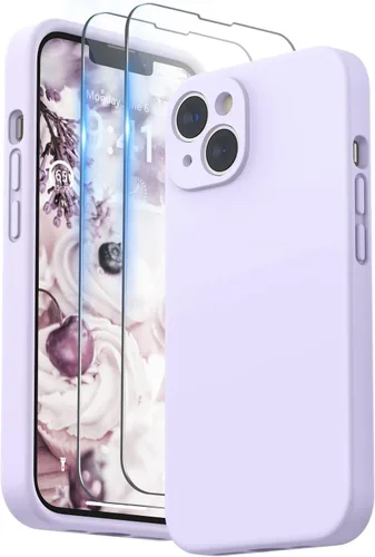 Vista 30 de SURPHY Compatible con iPhone 14 Funda con protector de pantalla (protección para la cámara y forro de microfibra suave) Funda de silicona líquida