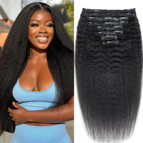 Vista 24 de Extensiones de cabello humano real rizado con clip, 4/27/4, ombré, rizado con clip, para mujer, 3C y 4A (12 pulgadas, #4/27/4)