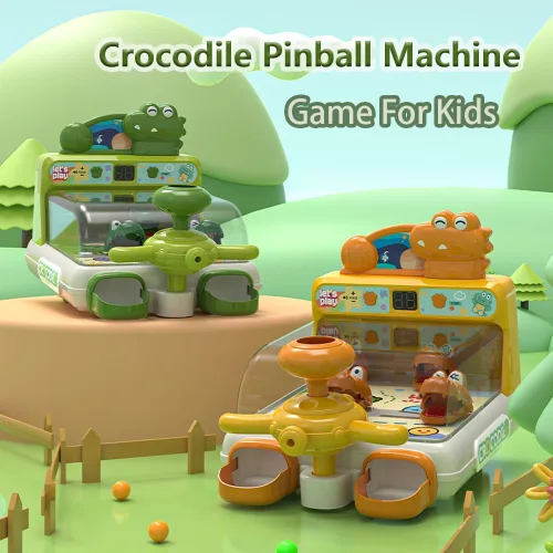 Vista 2 de Juego de Pinball de Dinosaurio y Cocodrilo, Juego de Mesa Interactivo Electrónico para Niños, Juegos de Mesa para Niños Pequeños de 3 a 5 Años