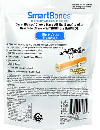 Vista 3 de SmartBones Chicken Dog Chews Hip Joint (16 palitos) y SmartSticks - Masticables para perros con mantequilla de maní (10 unidades)