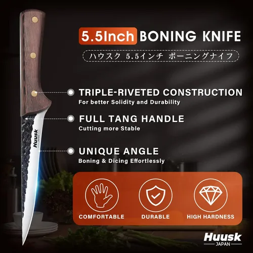 Vista 8 de Huusk Cuchillo Japón Kitchen Bundle con cuchillo de corte de pechuga de carnicero de carne japonesa