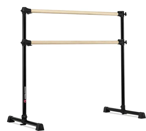 Vista 22 de Barra de ballet portátil independiente doble Vita Barre, Prodigy, de madera Altura ajustable, hecha en EE. UU., equipo de ejercicio para casa