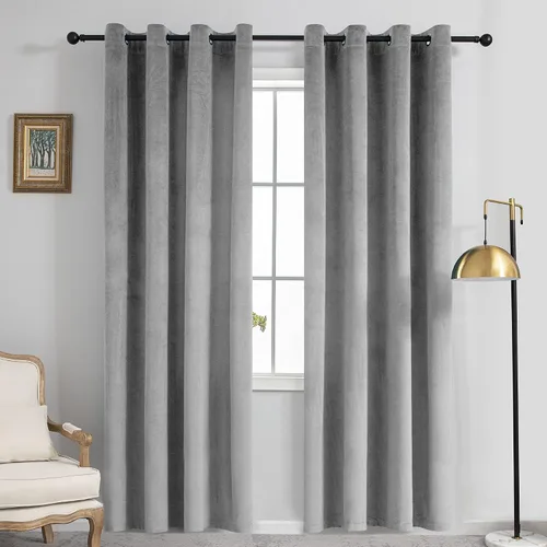 Vista 13 de VANASEE Cortinas de terciopelo gris oscuro para dormitorio, 63 pulgadas de largo, cortinas opacas para oscurecer la habitación, cortinas