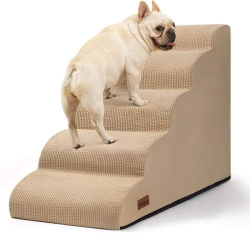 Vista 35 de Aodisman Escaleras para perros y gatos pequeños,Rampa para mascotas de 3 Beige