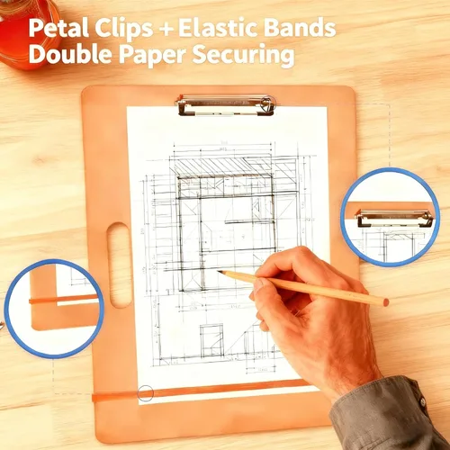 Vista 7 de HXILAJM Tablero de dibujo de 13 x 17 pulgadas con asa, tablero de dibujo portátil para artistas con clip ajustable y bandas de goma, suministros