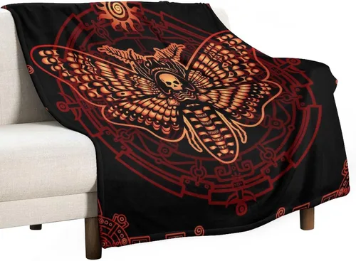 Vista 29 de Manta gótica de franela de polilla abstracta, mágica, bohemia, mariposa, esqueleto, luna, estrellas, manta estética para hombres, mujeres, niñas