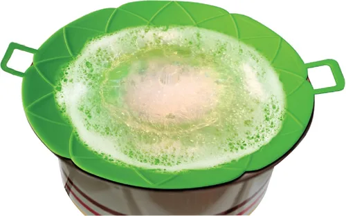 Vista 3 de Juego de cocina de silicona para hervir sobre derrames de malla de 10 pulgadas, bolsa de ebullición de silicona elevada para hornear, juego