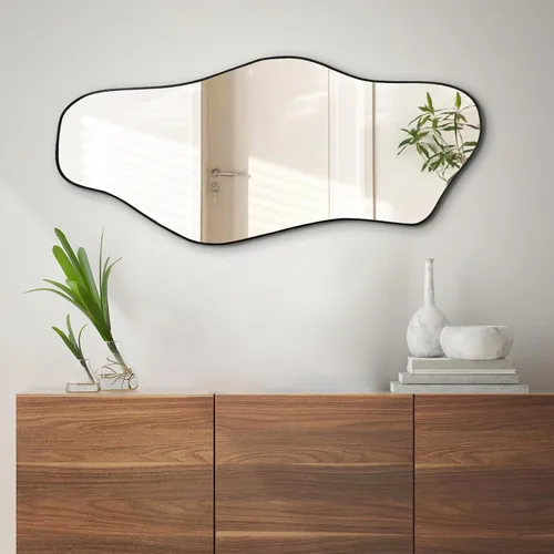 Vista 12 de Espejo de pared irregular, espejos asimétricos de 21 x 14 pulgadas, espejo moderno sin marco para pared, espejos de forma única para sala de estar