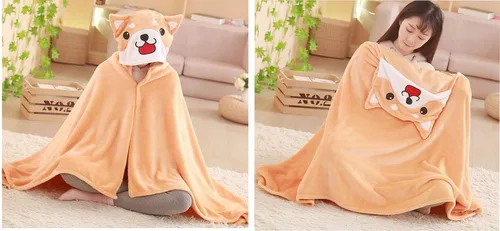 Vista 5 de FUYU Manta de felpa suave para perro, manta de cosplay Shiba Inu