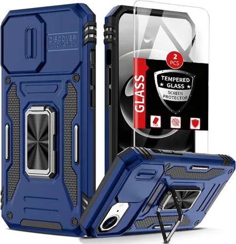 Vista 43 de Funda para iPhone 12 Pro Max con 2 protectores de pantalla, cubierta deslizante integrada para cámara para 12Pro Max, funda para teléfono