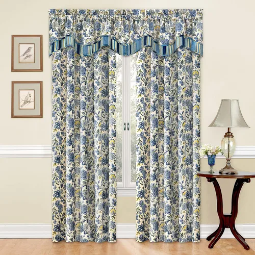 Vista 3 de Waverly Navarra Farmhouse - Cortina de ventana con cenefa festoneada con bolsillo para barra, para cocina o baño, 52 x 16 pulgadas, porcelana