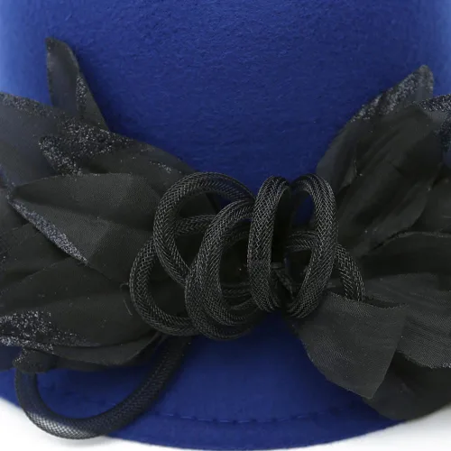 Vista 3 de Sombreros de bolos de iglesia con flores de fieltro de lana de imitación para mujer