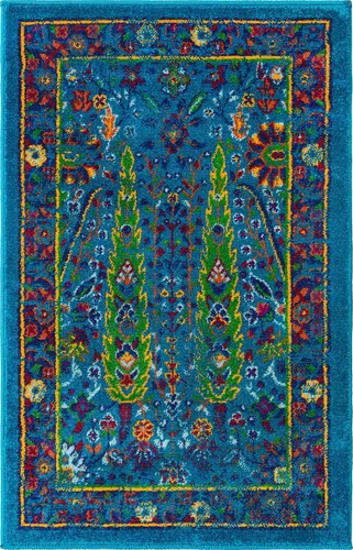 Vista 2 de Unique Loom Calypso Collection - Alfombra rectangular de 2 x 3 pies, color azul marino y verde