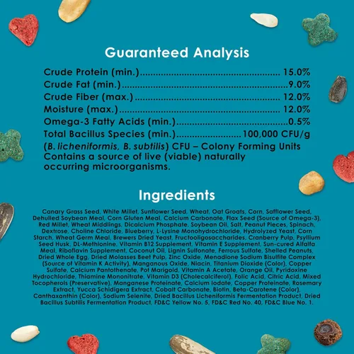 Vista 9 de Comida saludable para pájaros Kaytee Forti Diet Pro, para periquitos, Pastel de cumpleaños Apoyo digestivo diario. Comida de loro para cacatúas.