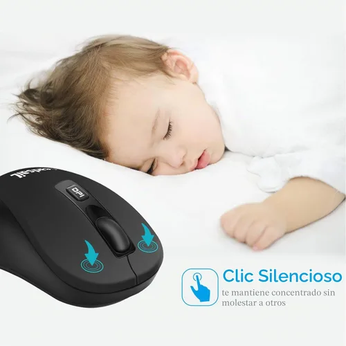 Vista 3 de LeadsaiL Ratón inalámbrico, mouse inalámbrico USB de 2.4 GHz para laptop, ratones silenciosos compactos, 4 botones, 3 DPI ajustables, mouse óptico