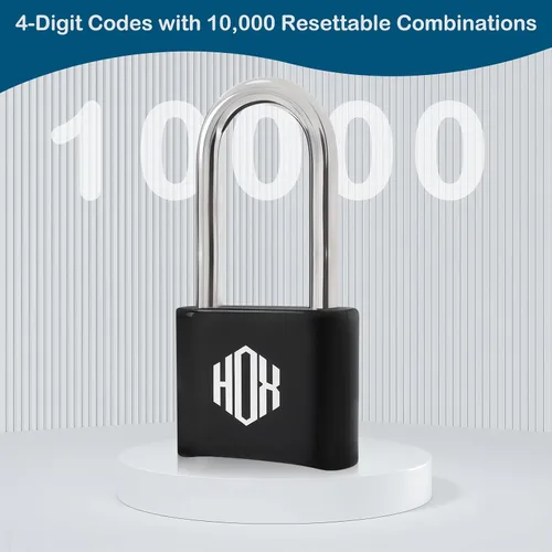 Vista 6 de HOX Cerradura de combinación de 4 dígitos, candado resistente