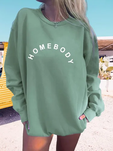 Vista 5 de GEMLON Homebody - Camiseta de manga larga con estampado de letras para mujer